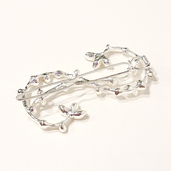 Vintage Givenchy Silver Tone Swarovski Crystal Floral Hair Barrette Clip NWT main image 7